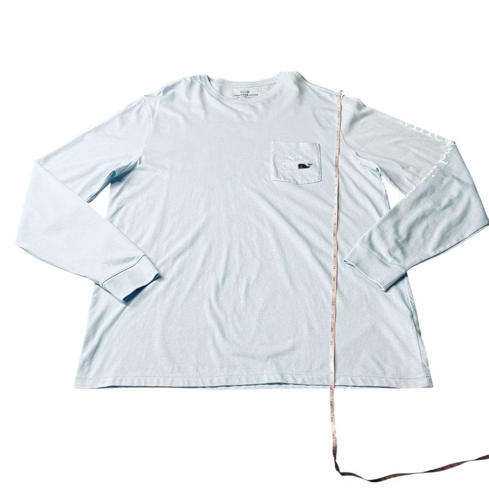 Vineyard Vines Men’s Light Blue Long Sleeve Christmas Theme Tee Size Large - Picture 6 of 9
